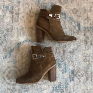 Steve Madden; brown leather booties